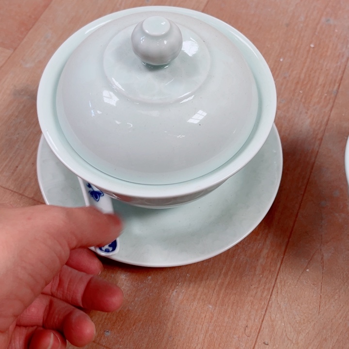 青花玲珑炖盅三件套带小勺小**我