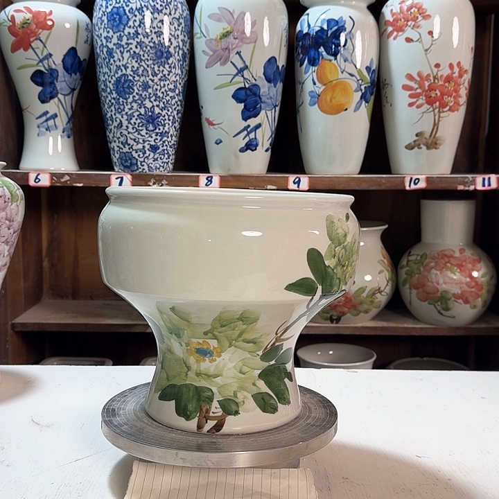 瓶口22绿绿牡丹新款藤陶瓷