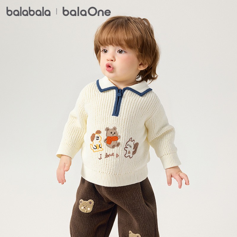【balaOne】巴拉巴拉儿童毛衣男童女童冬新款线衫婴儿宝宝针织