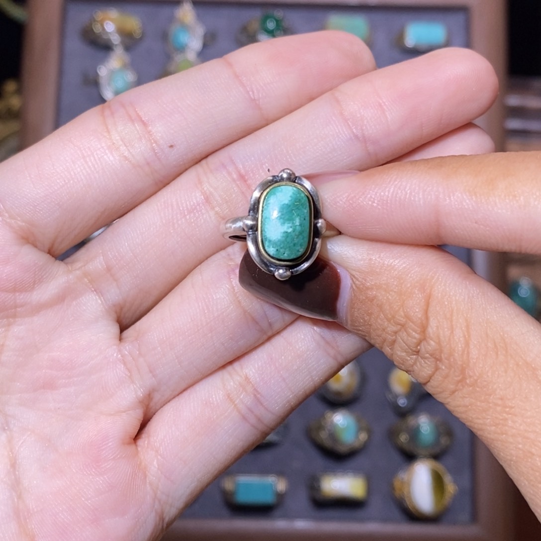 绿松石戒指银S925镶嵌s****空