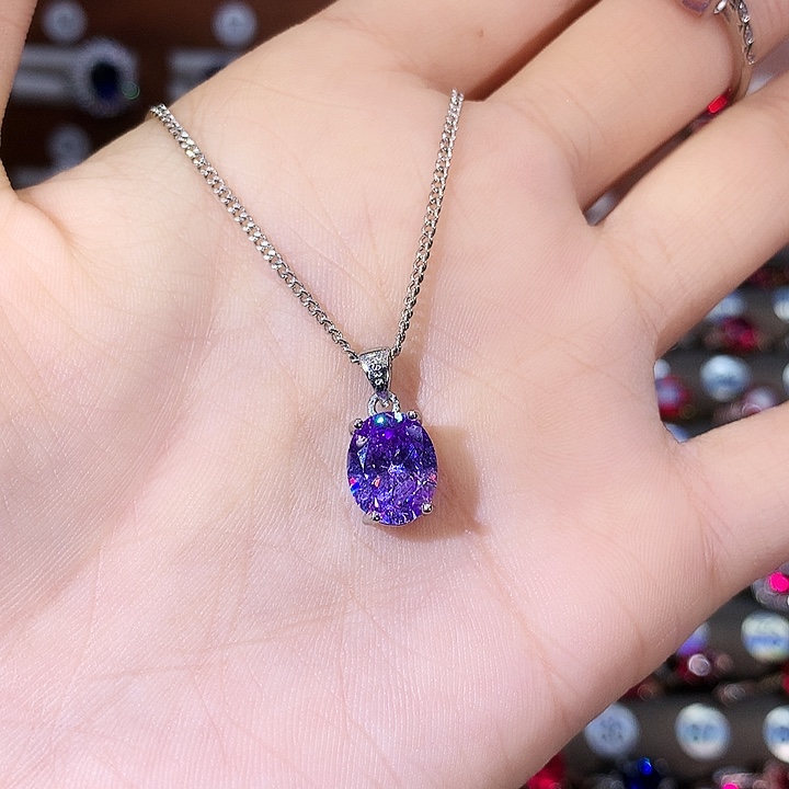 碧玺颈饰银S925镶嵌白810