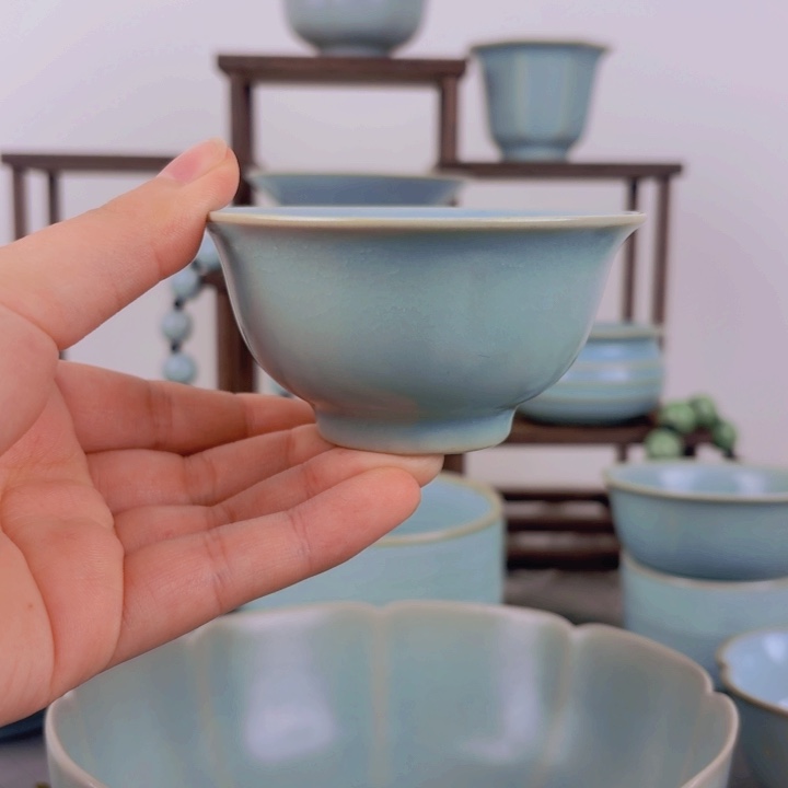 汝窑仿古釉压手杯