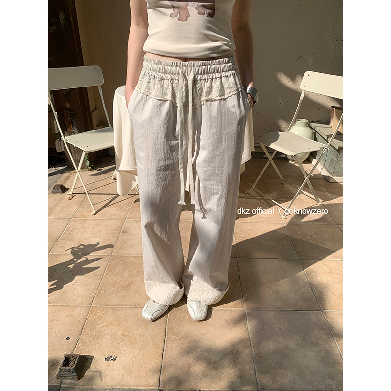 DKZ 微醺感蕾丝拼接休闲裤
