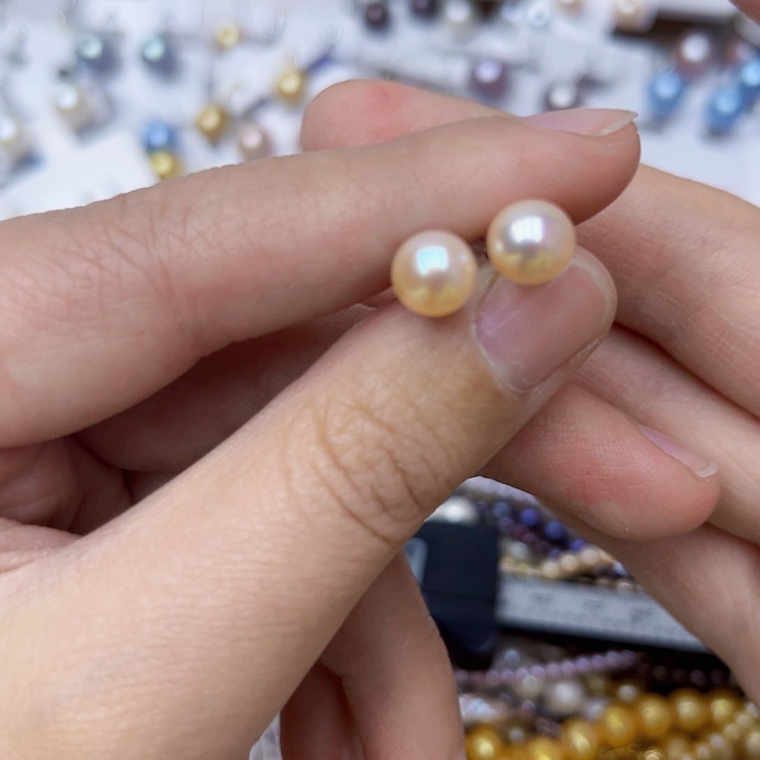 银S925镶嵌淡水珍珠耳饰