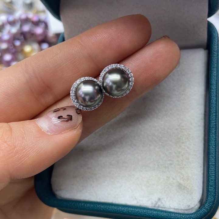 海水珍珠耳饰银S925镶嵌