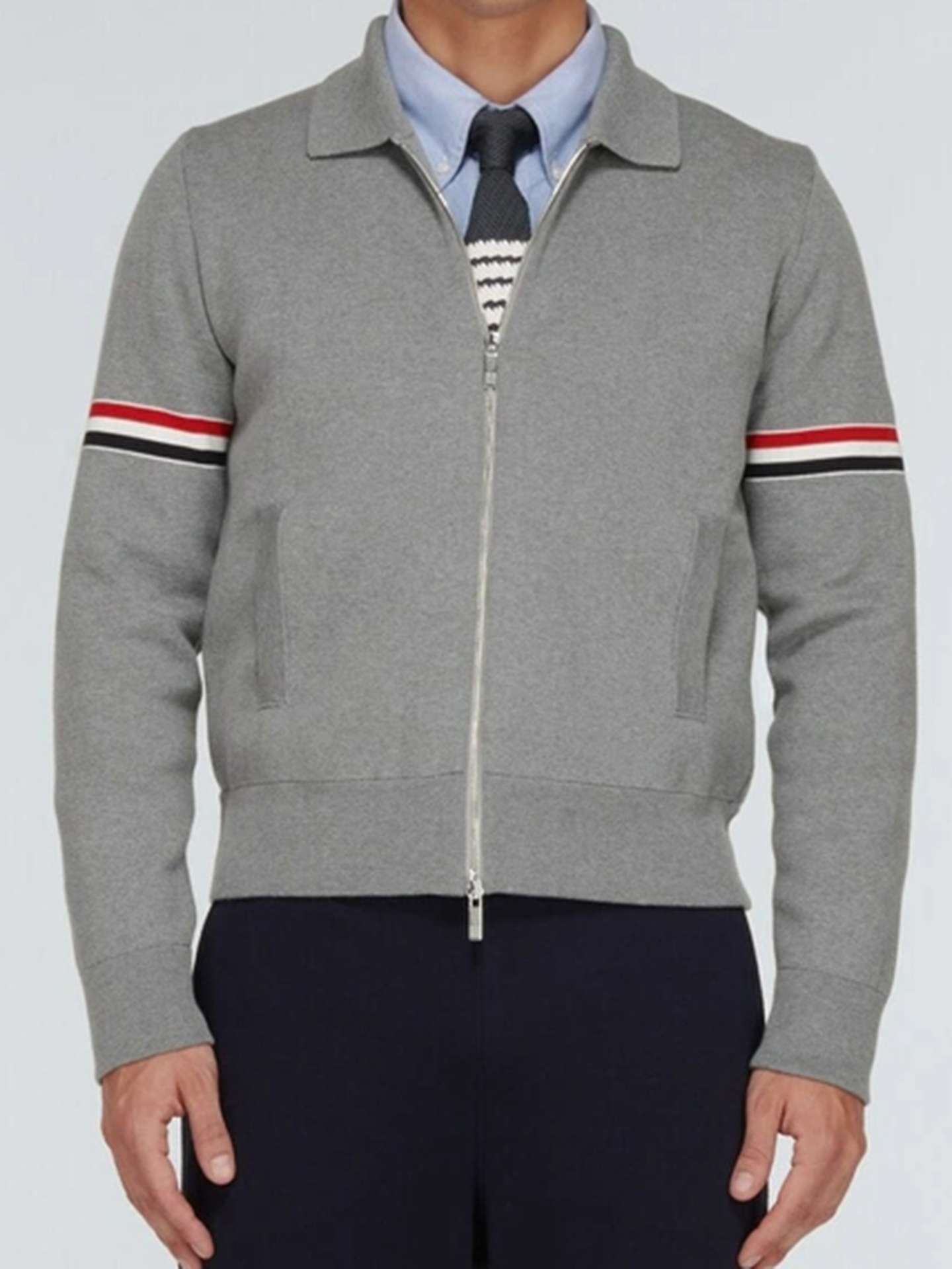 『J.M』美式三色彩条拉链开衫外套日常休闲百搭工装