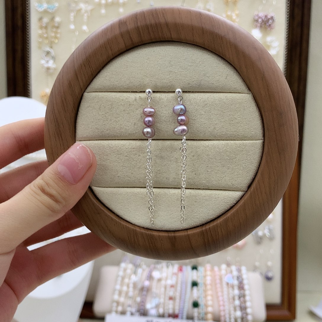 银S925镶嵌耳饰淡水珍珠