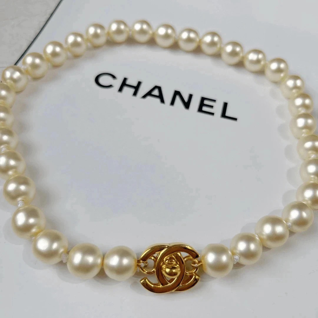 95新 Chanel/香奈儿 Chanel vintage香奈儿中古书包扣珍珠项链