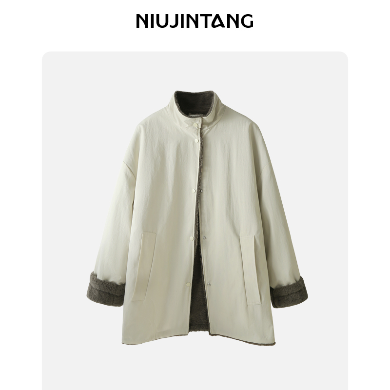 【NJT】2025秋冬时尚休闲立领拼接撞色派克服宽松显瘦外套YY2816