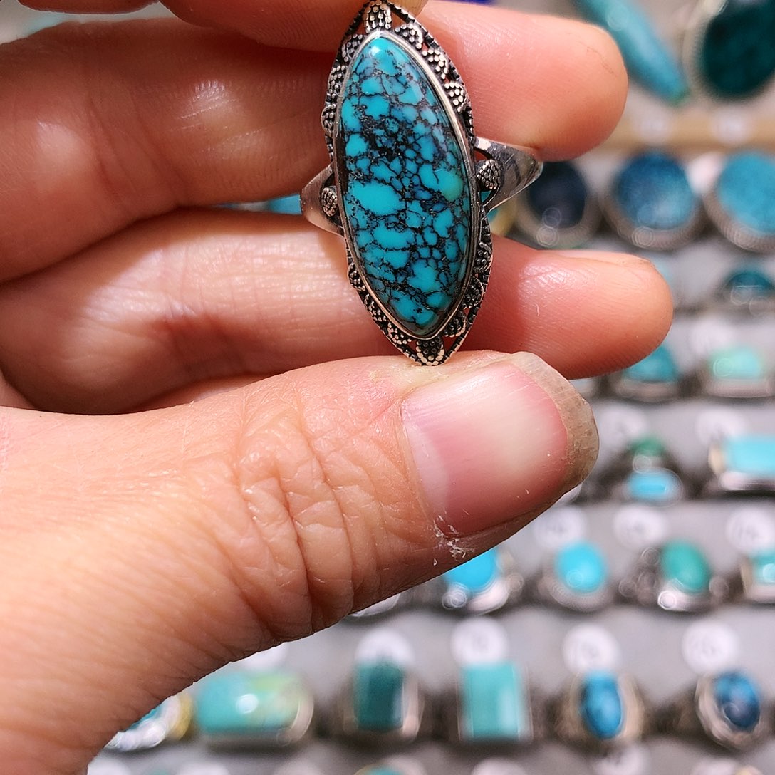 绿松石挂件银S925镶嵌