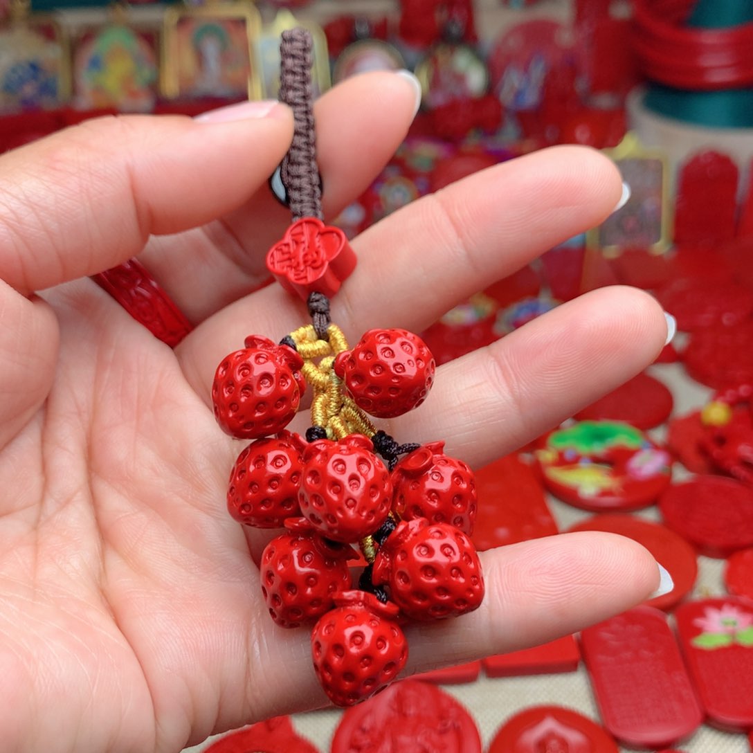 天然辰砂工艺品朱砂钥匙扣