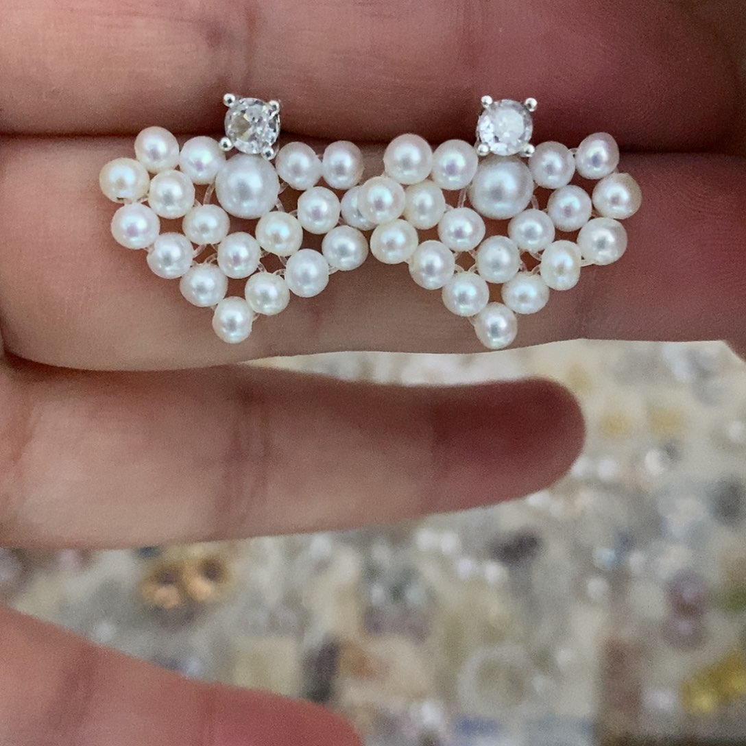 银S925镶嵌耳饰淡水珍珠