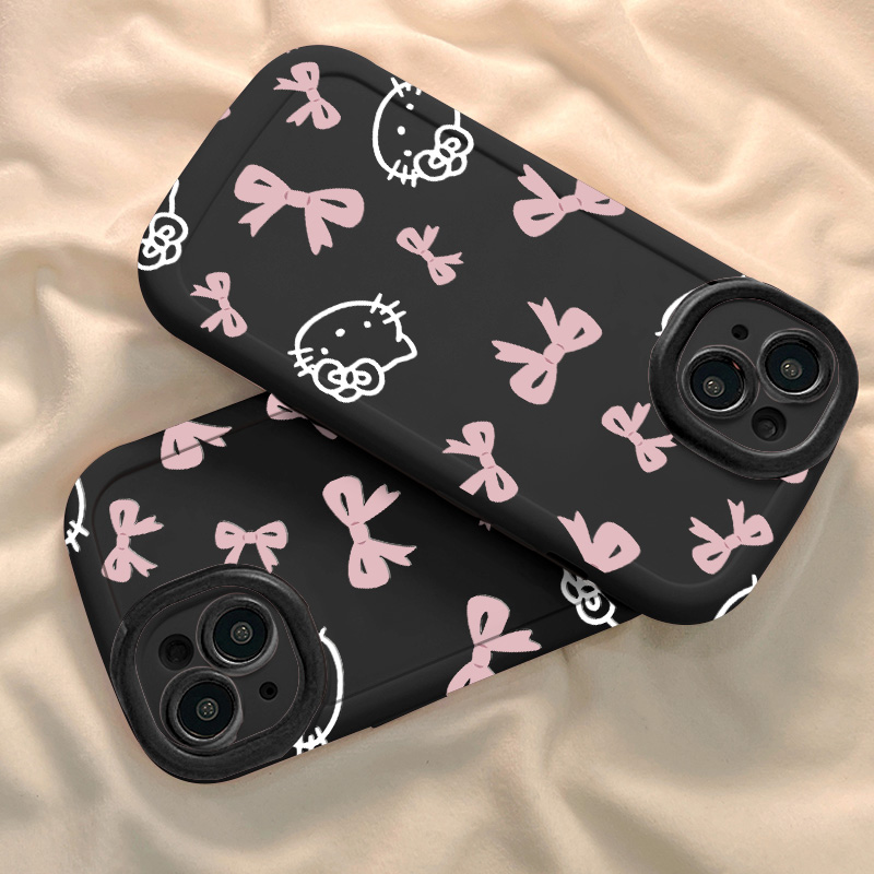 【苹果/华为/荣耀/OPPO/vivo/小米】粉蝴蝶结KT磨砂泡芙手机壳
