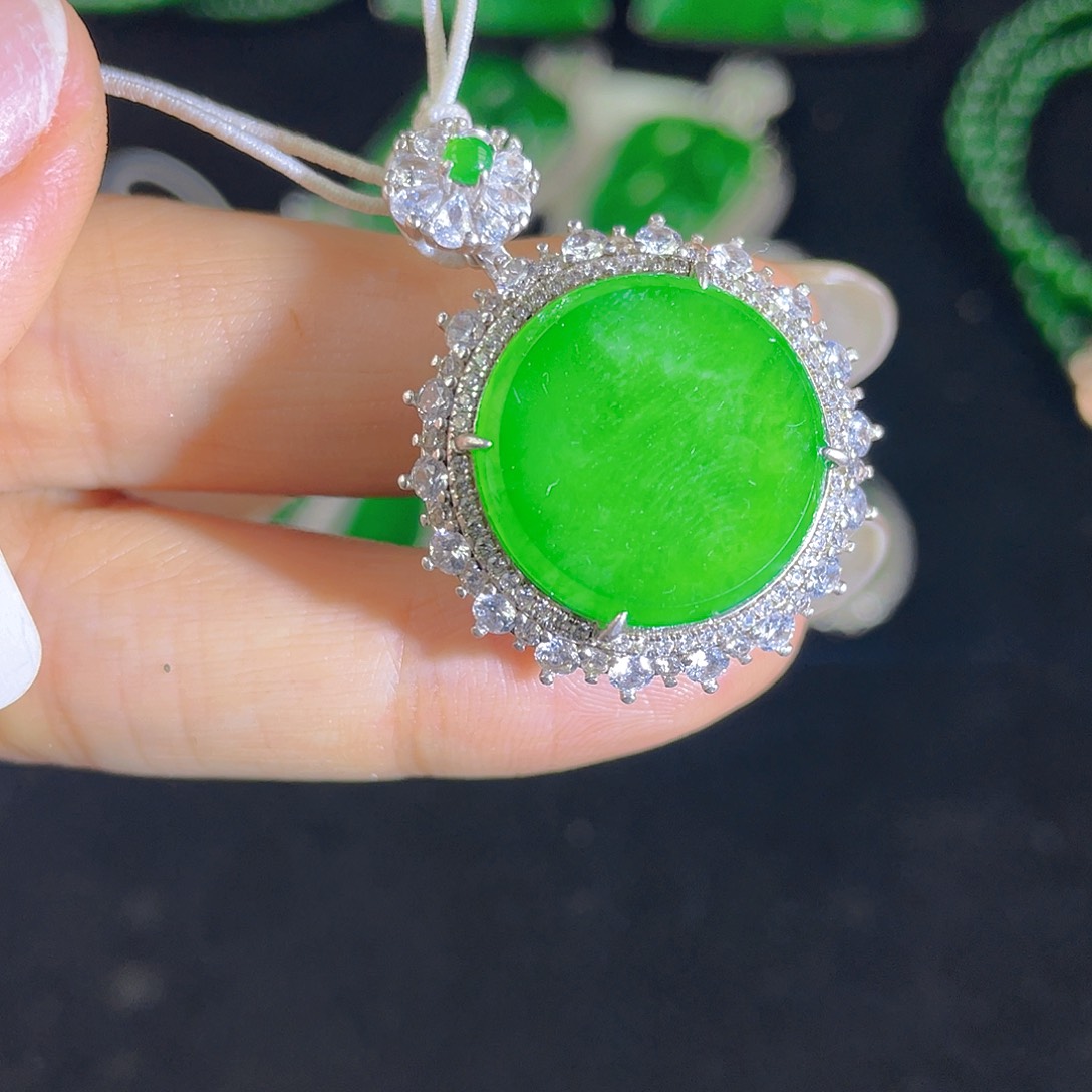 翡翠吊坠(不含链)银S925镶嵌