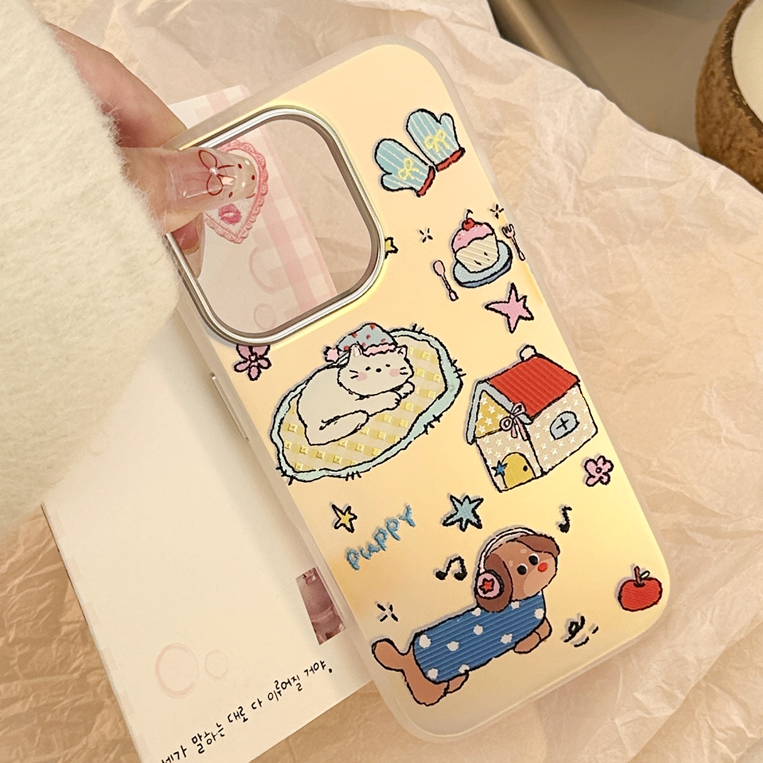鎏金卡通小狗适用iphone16Promax手机壳17代发13电镀15防摔11创意