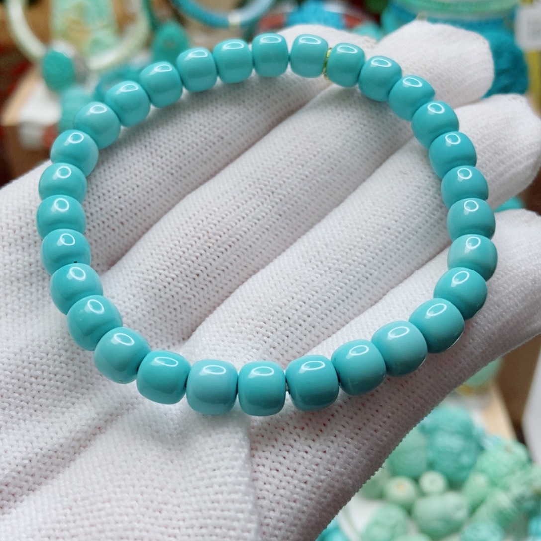 绿松石未镶嵌老型手串6.5m