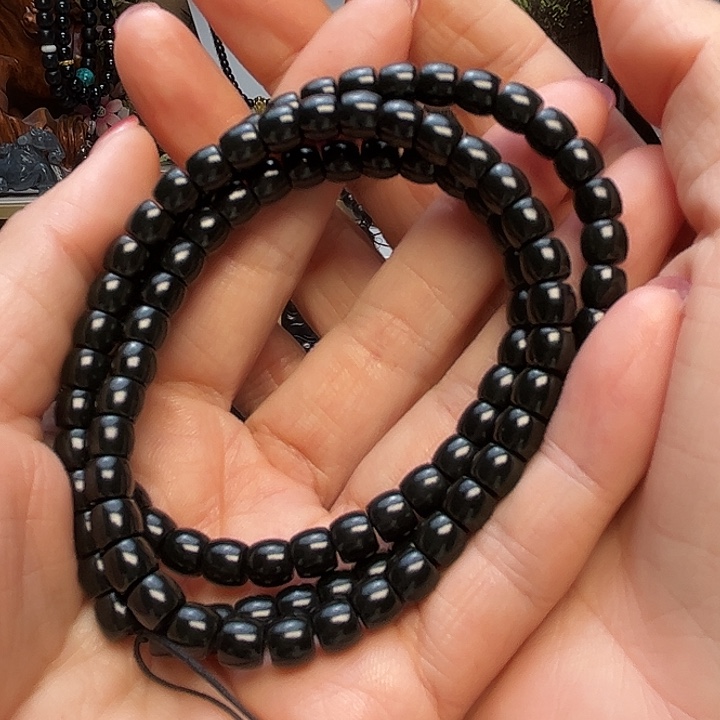 ****公和田玉（墨玉）未镶嵌颈饰卡6.5竹节踏青特细