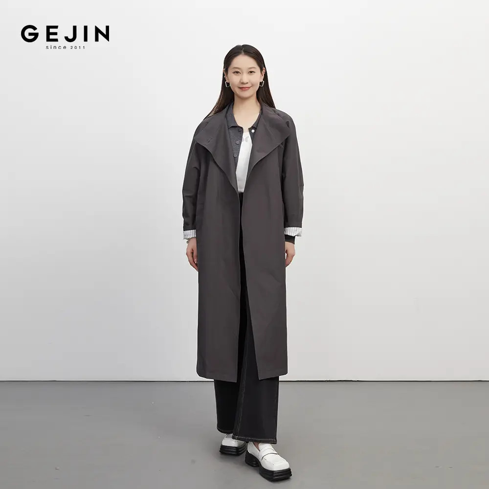 GEJIN/歌锦秋季新款修身型长款双排扣立领风衣9332582327