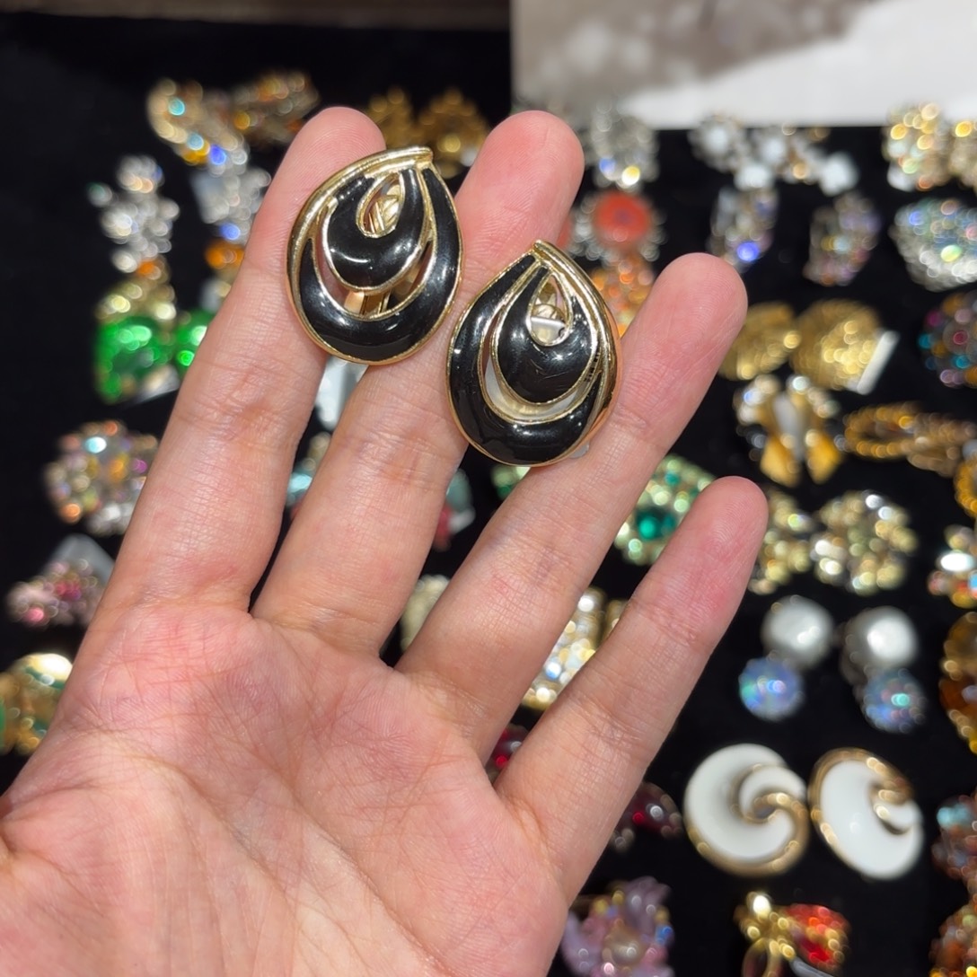 合成碳硅石纯铜Trifari耳夹298两件