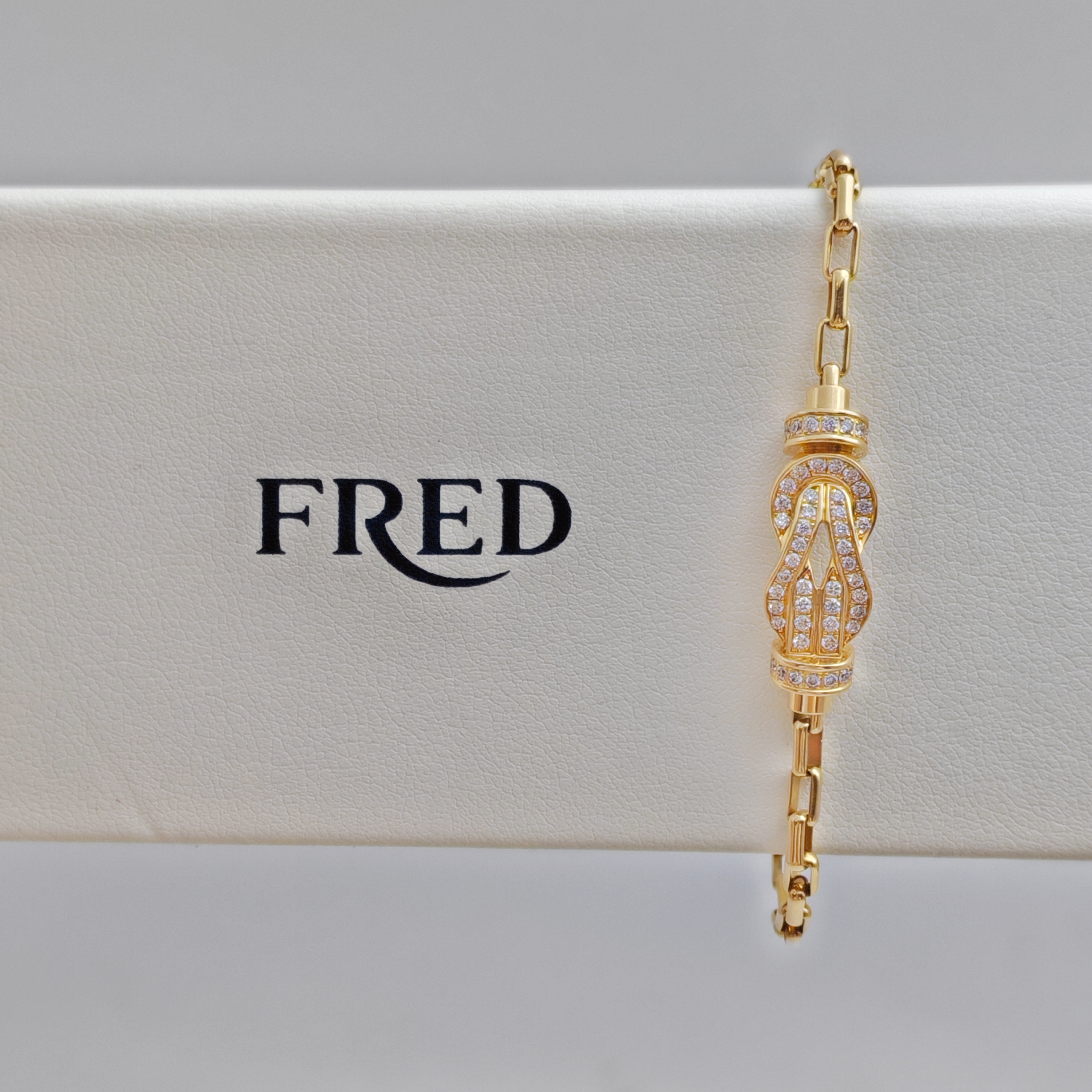 99新 FRED/斐登 8字满钻手链/18K黄金/#13（16）/22年盒证
