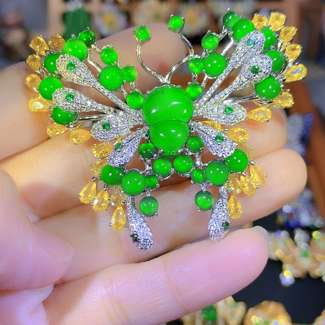 吊坠(不含链)银S925镶嵌翡翠