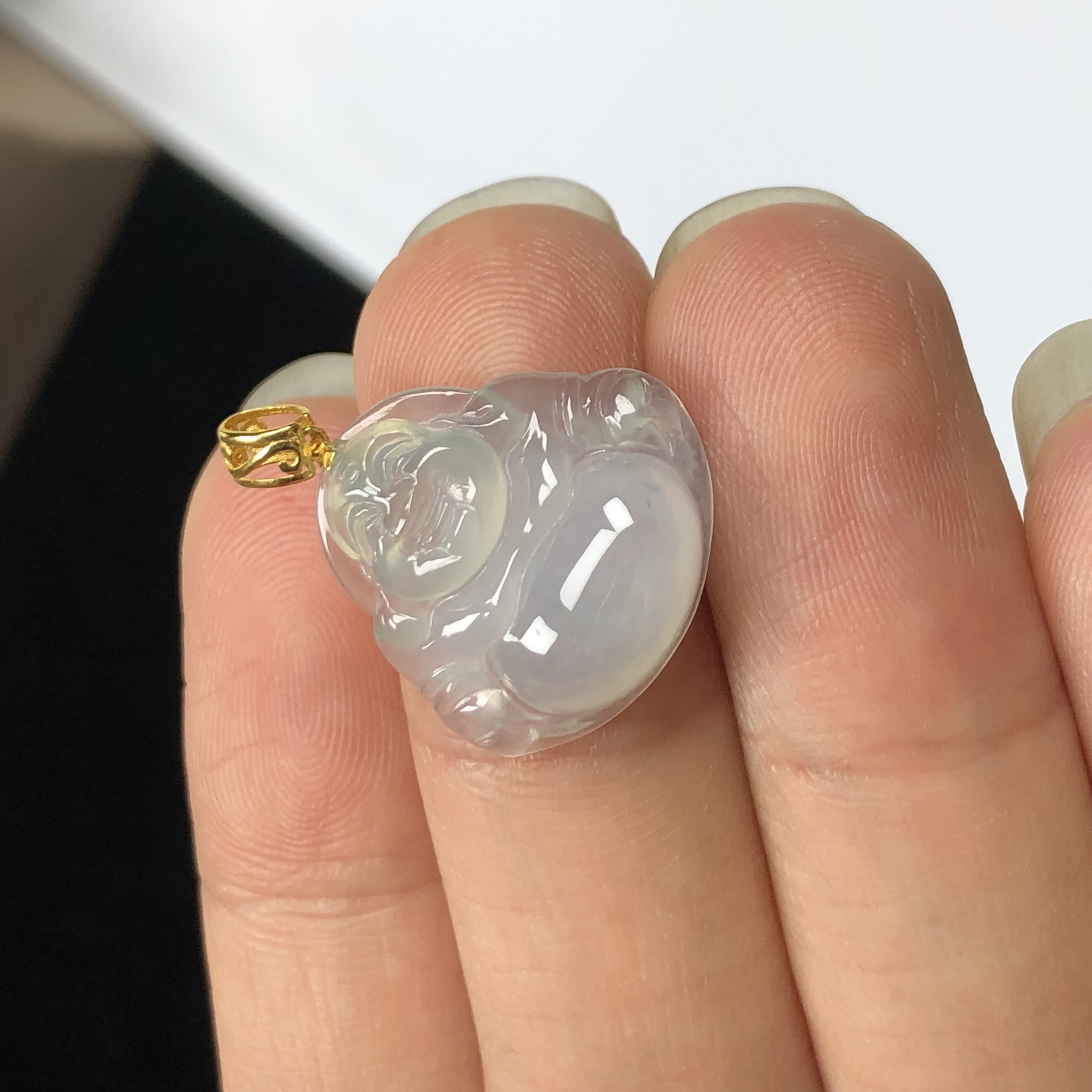 天然缅甸A货翡翠 冰种小佛公吊坠 大肚佛笑佛玉佛挂坠 弥勒佛挂件