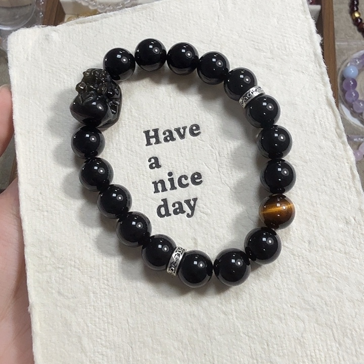 未镶嵌手链水晶天然黑曜石手串