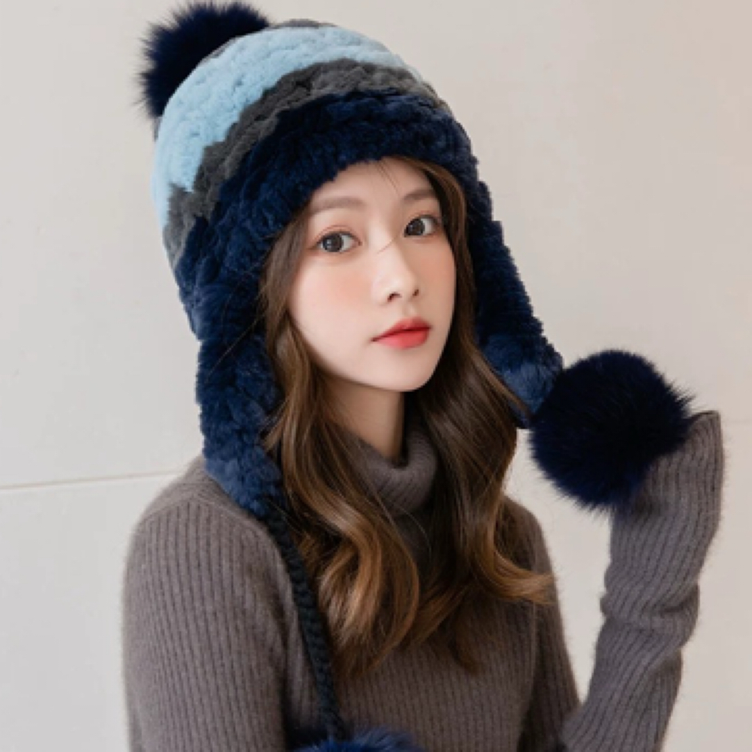 兔毛帽子女冬季毛毛皮草包头帽甜美可爱百搭潮流盆帽显脸小雷锋帽