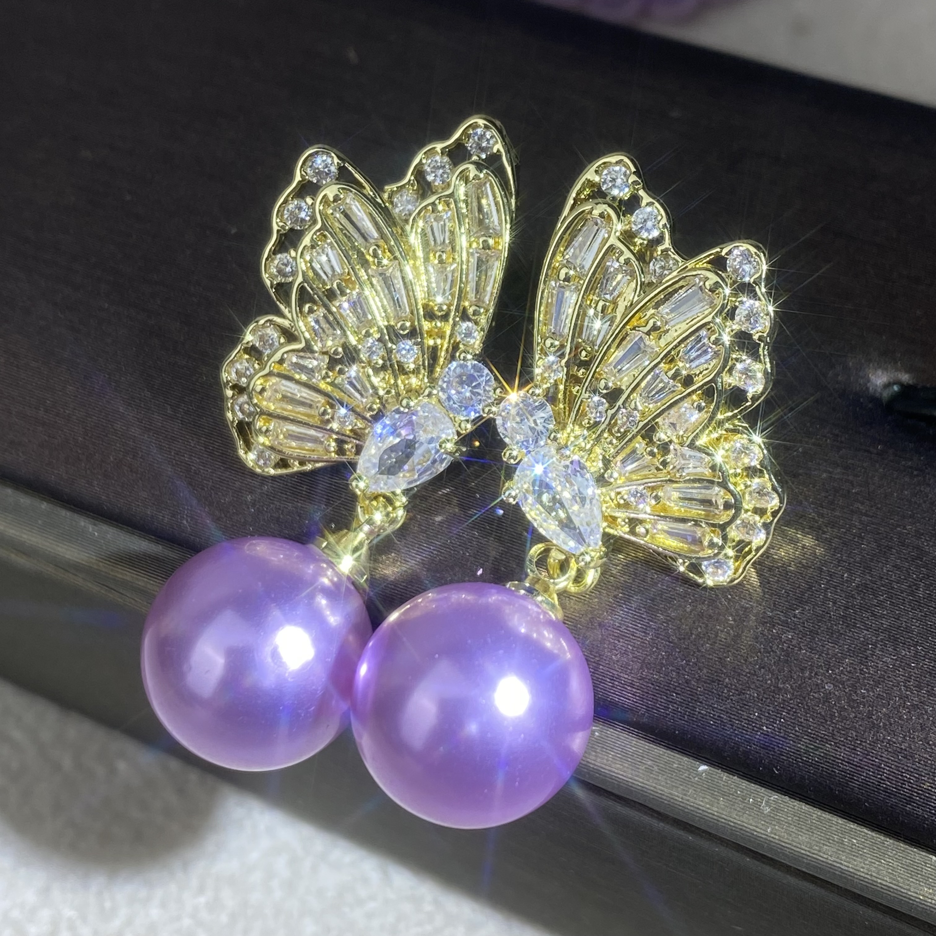 6193【耳环】轻奢精品紫金色女士耳环赠礼盒