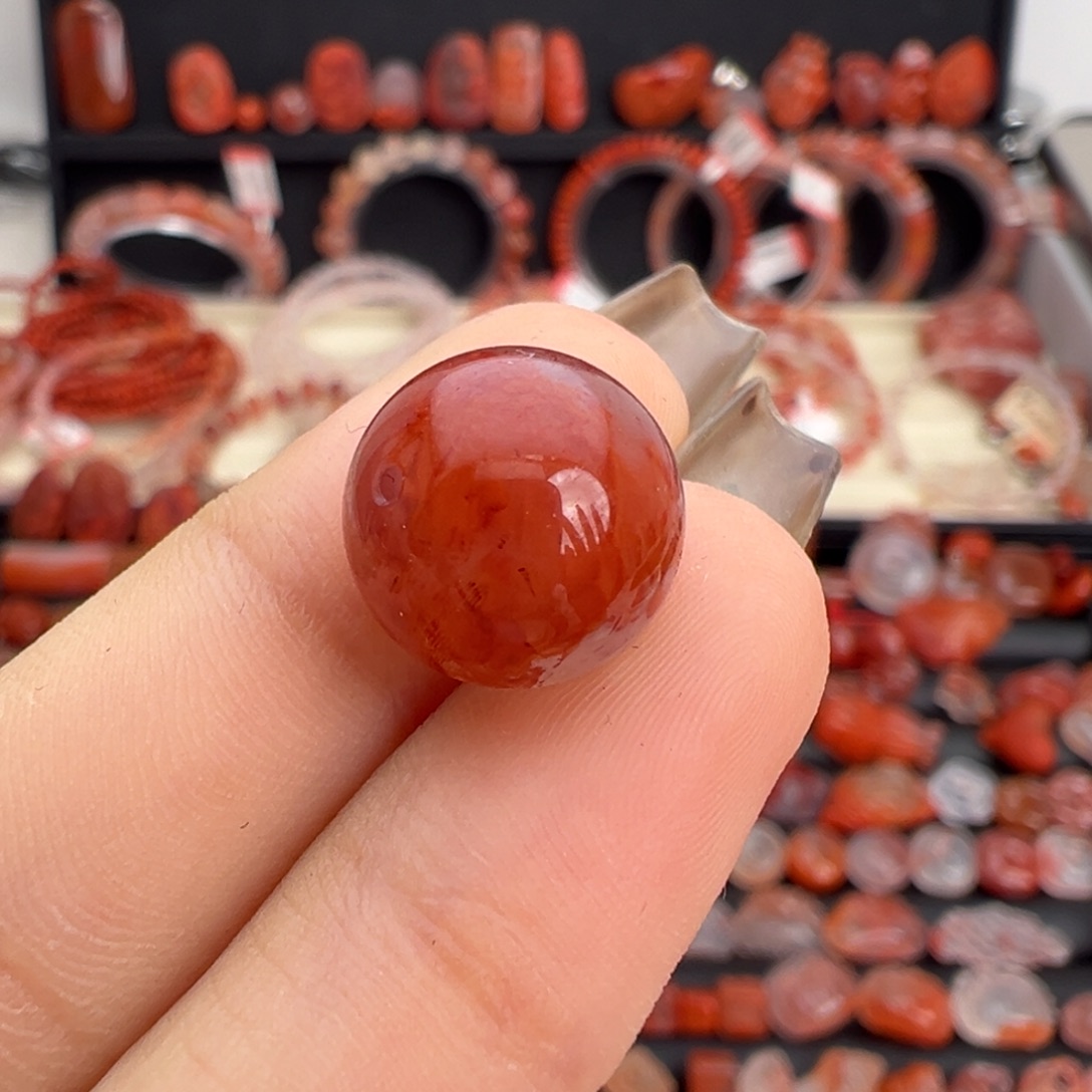 南红玛瑙未镶嵌颈饰火焰圆珠