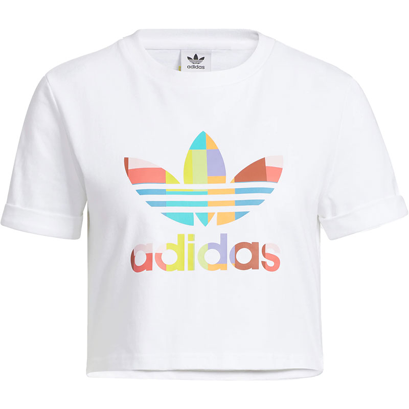 Adidas/阿迪达斯三叶草女款彩色大logo印花运动休闲短袖T恤HP0111
