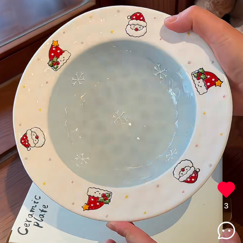 大美陶瓷 | 圣诞老人雪人卡通高颜值甜点碗盘套装节日家用陶瓷餐
