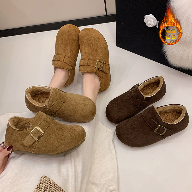 【保暖】内增高包头博肯女加绒外穿休闲厚底女鞋勃肯鞋一脚蹬懒人