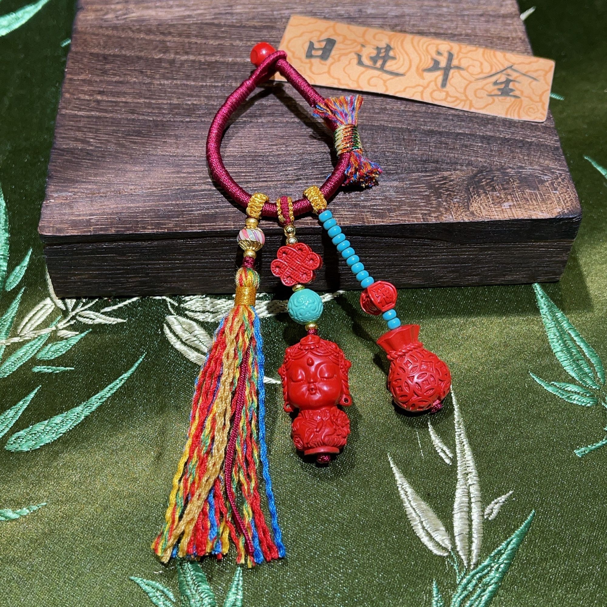 含辰砂工艺品高含量真朱砂水飞红砂绿渡母包包挂124