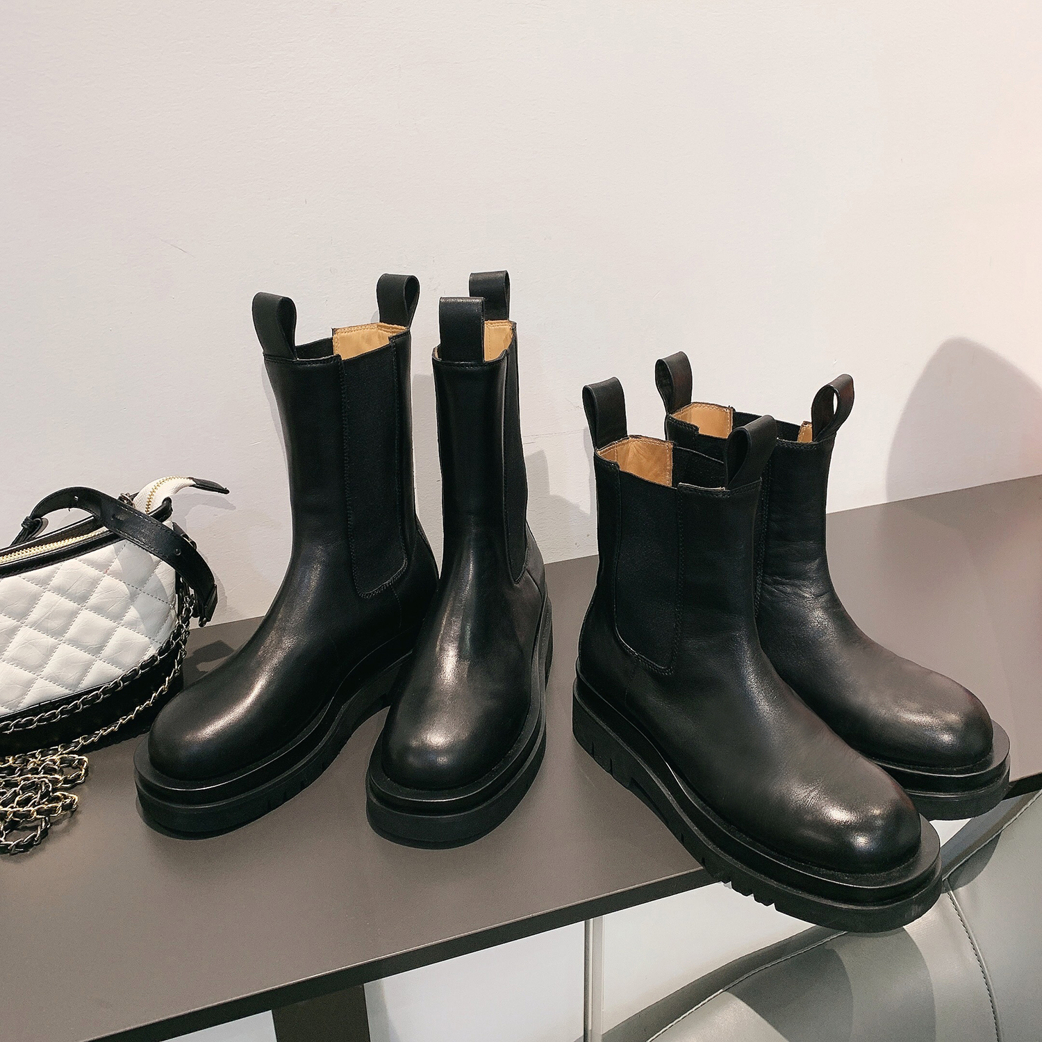 LUSON 时尚百搭系带高帮女装靴机车风-ZXQ03151