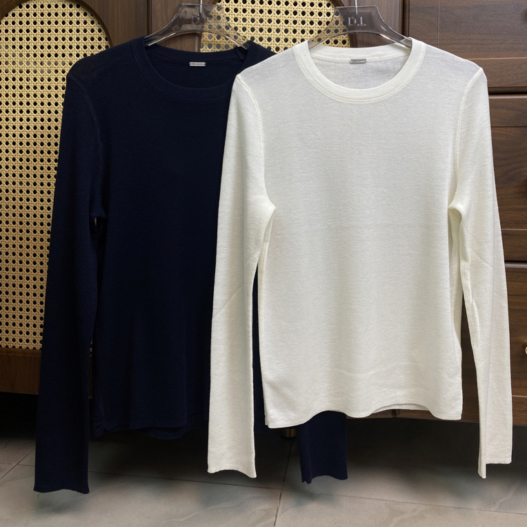 100美丽诺羊毛秋季常规款长袖女款简约圆领羊毛针织衫套头款