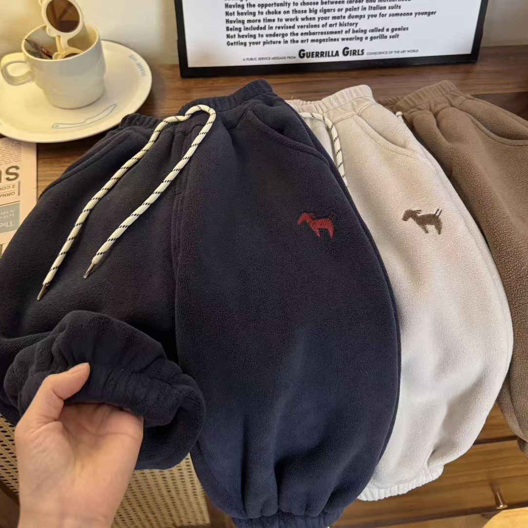 儿童裤子加绒男女童裤子加绒加厚休闲小童保暖休闲裤松紧带冬季