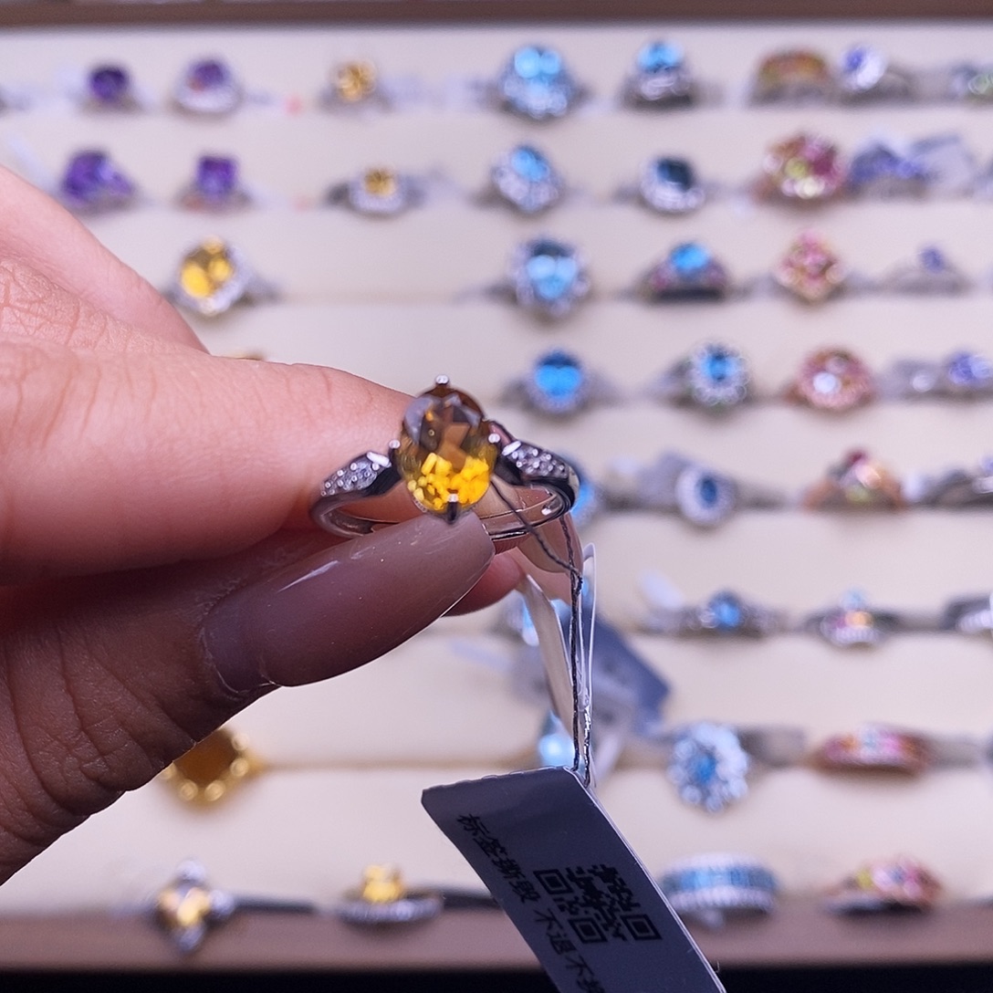 黄晶银S925镶嵌戒指