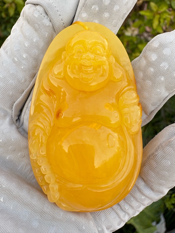 假一赔十，天然琥珀蜜蜡吊坠，蜜蜡雕刻件，琥珀蜜蜡佛公 编号26