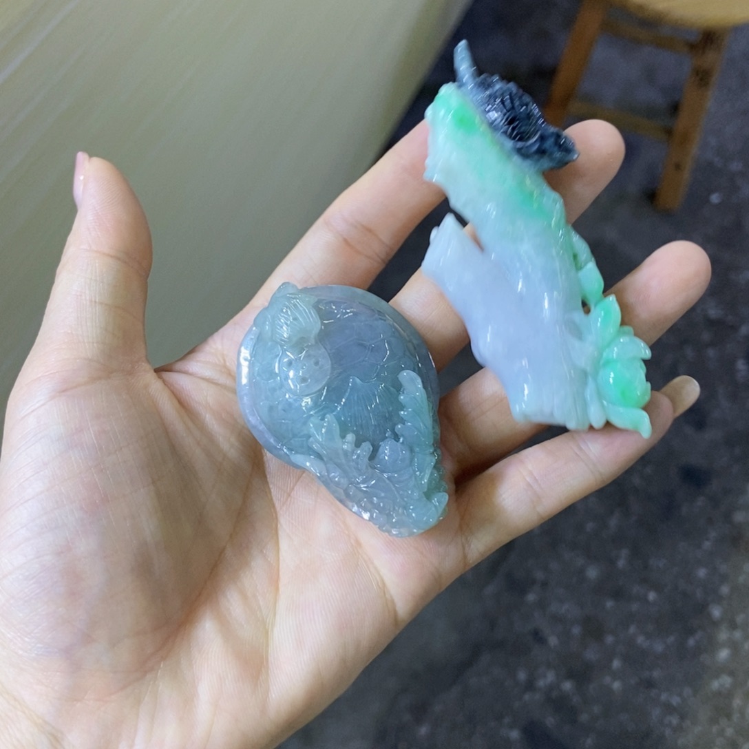 未镶嵌摆件翡翠桃***水好看的翡翠龙龟花开富贵