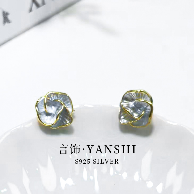 铜合金耳饰 女金色白色瑞丽风日韩少女风方圆脸秋冬耳饰