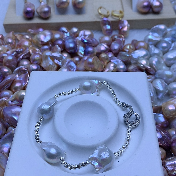 淡水珍珠耳饰银S925镶嵌