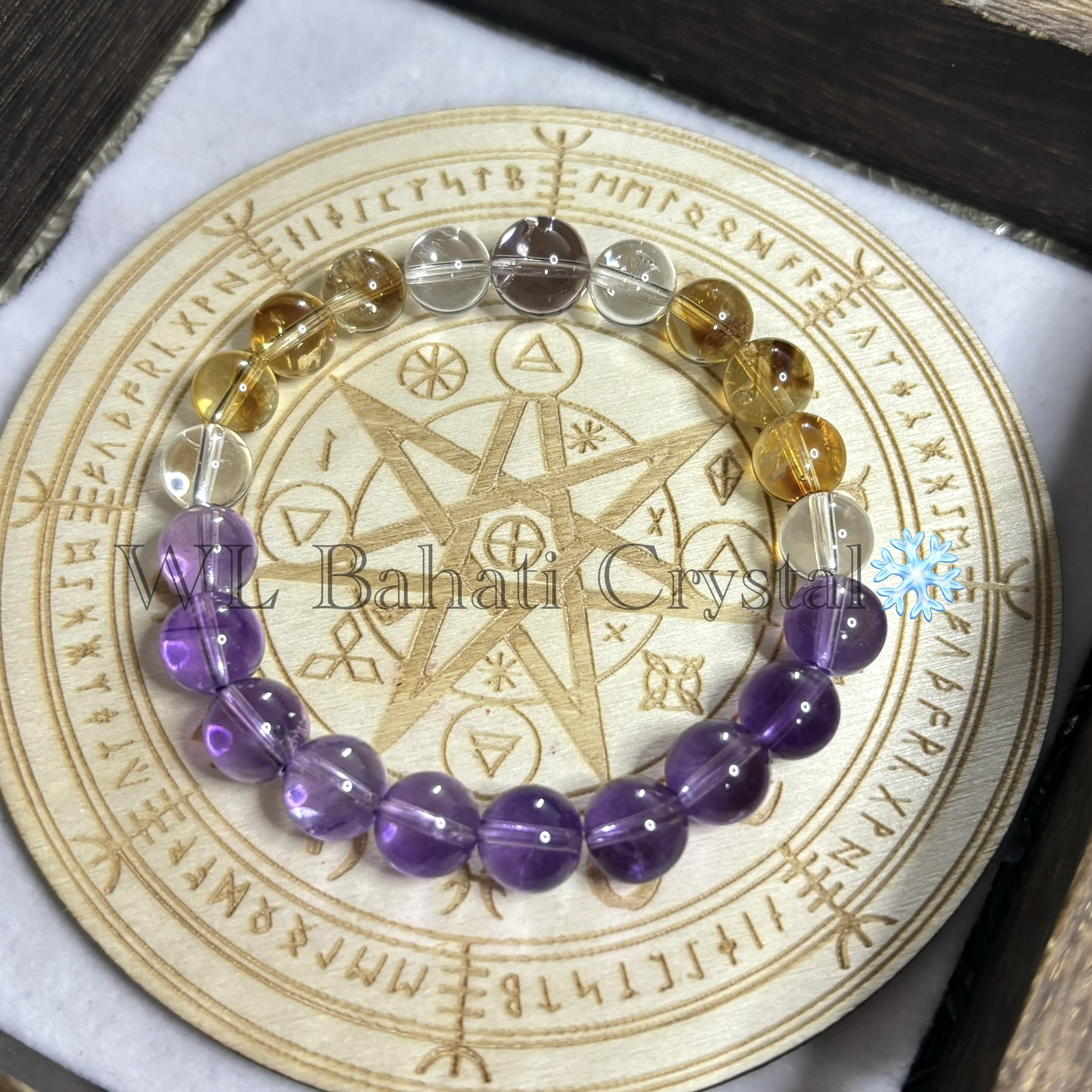 铜合金石英石手链 糕冷*紫黄白天然Crystal手串