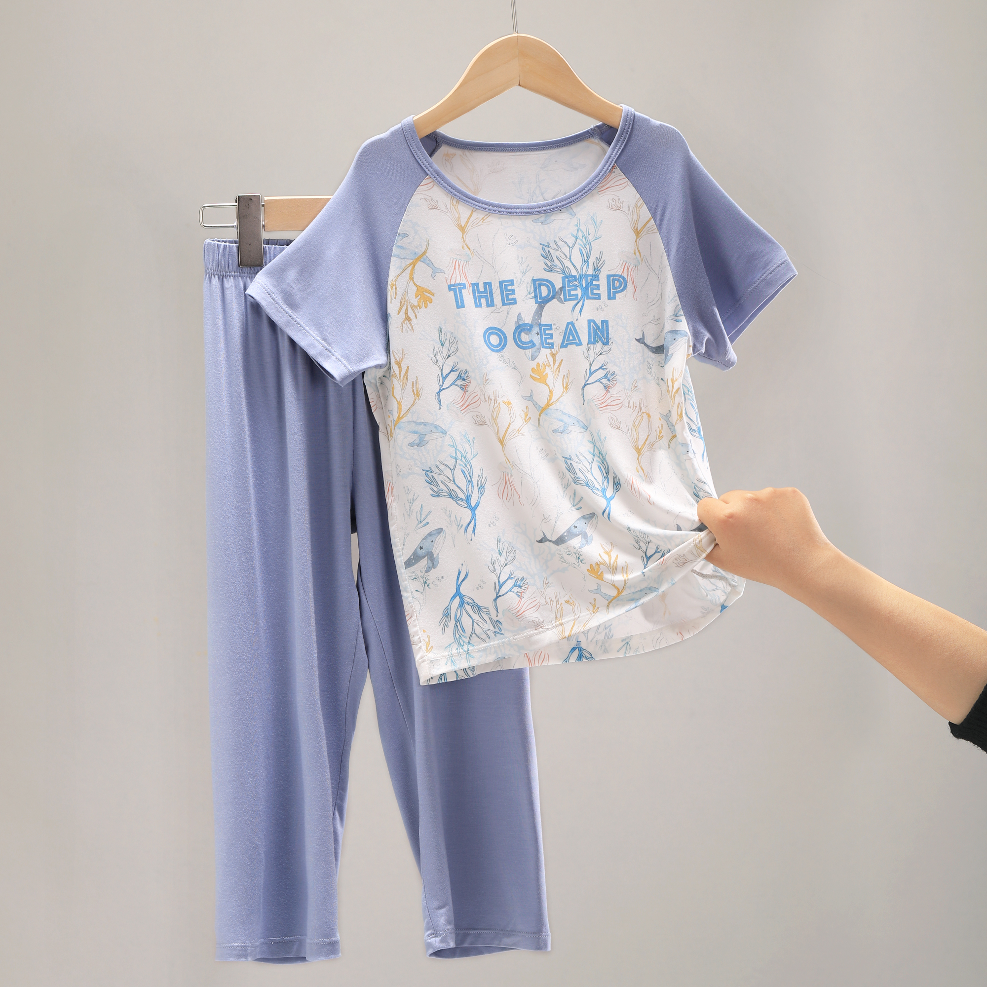 儿童睡衣a类男童家居服套装男孩优可丝卡通空调服套装薄款夏A021D