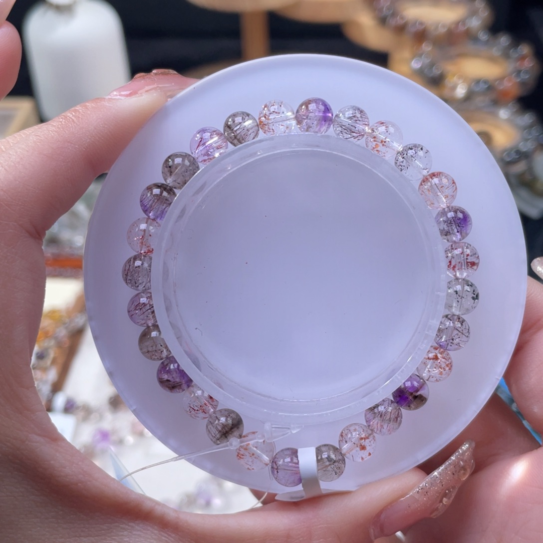 水晶手串未镶嵌桃*?超七