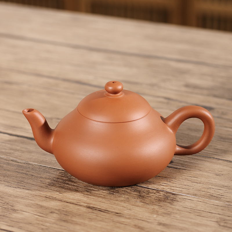 潮州原矿鸡蛋黄纯手工矮梨壶手拉壶三杯陈树煌手作工夫茶家用朱泥