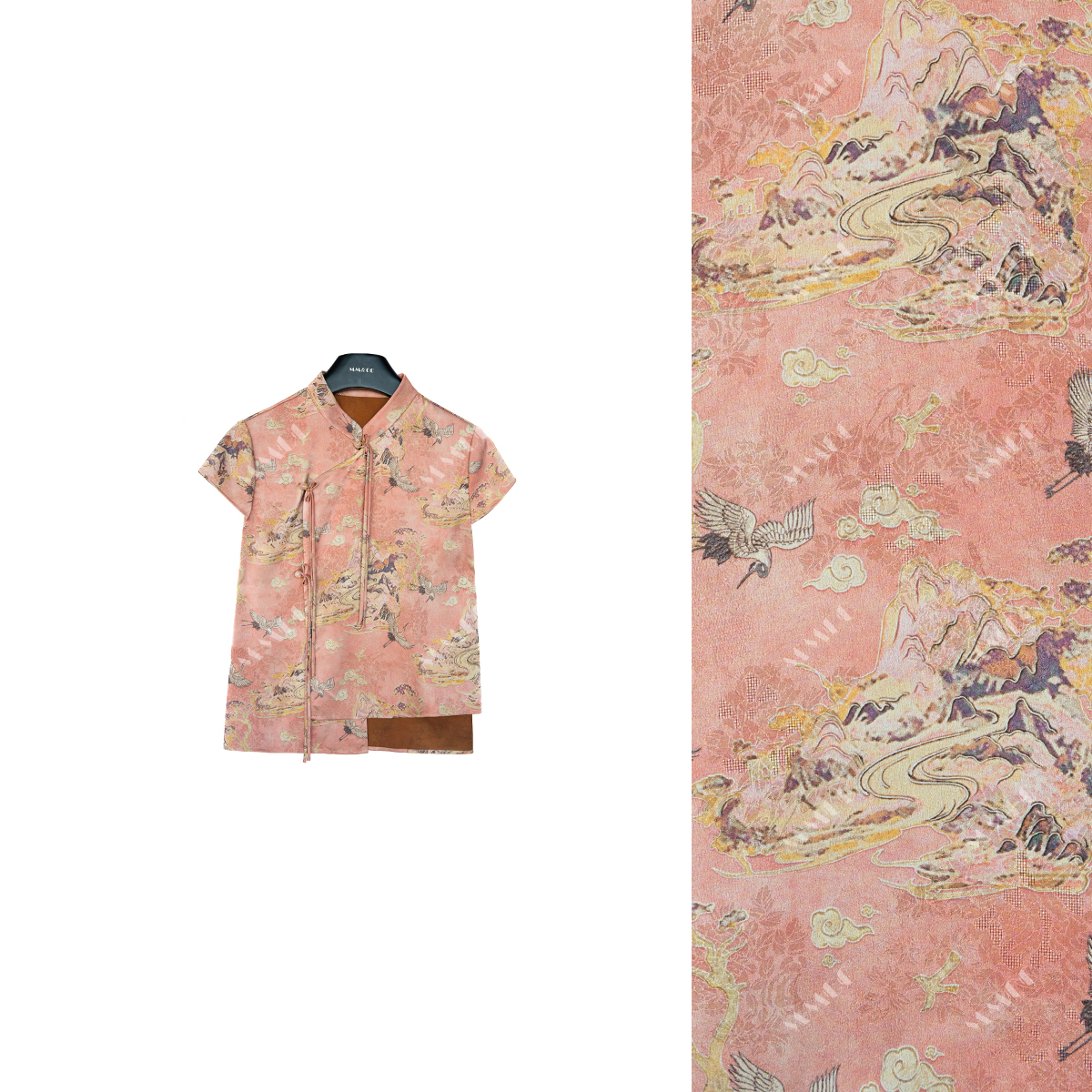 【云岫】新中式设计款显瘦不规则衬衫2025夏季新款上衣MCGSY0915