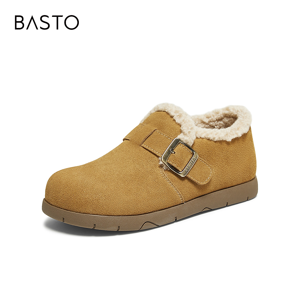 百思图2025冬季新款商场同款勃肯鞋时尚休闲加绒女单鞋D3565DM5