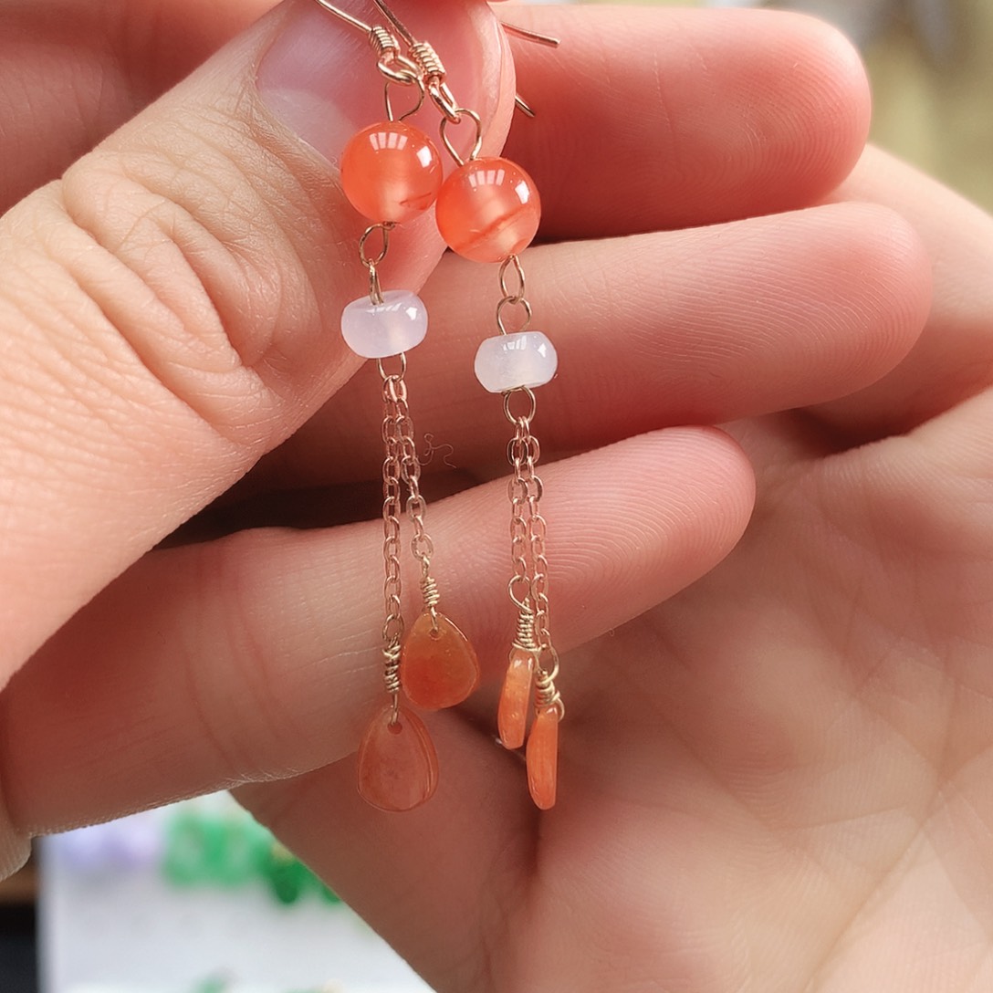 翡翠耳饰银S925镶嵌耳饰