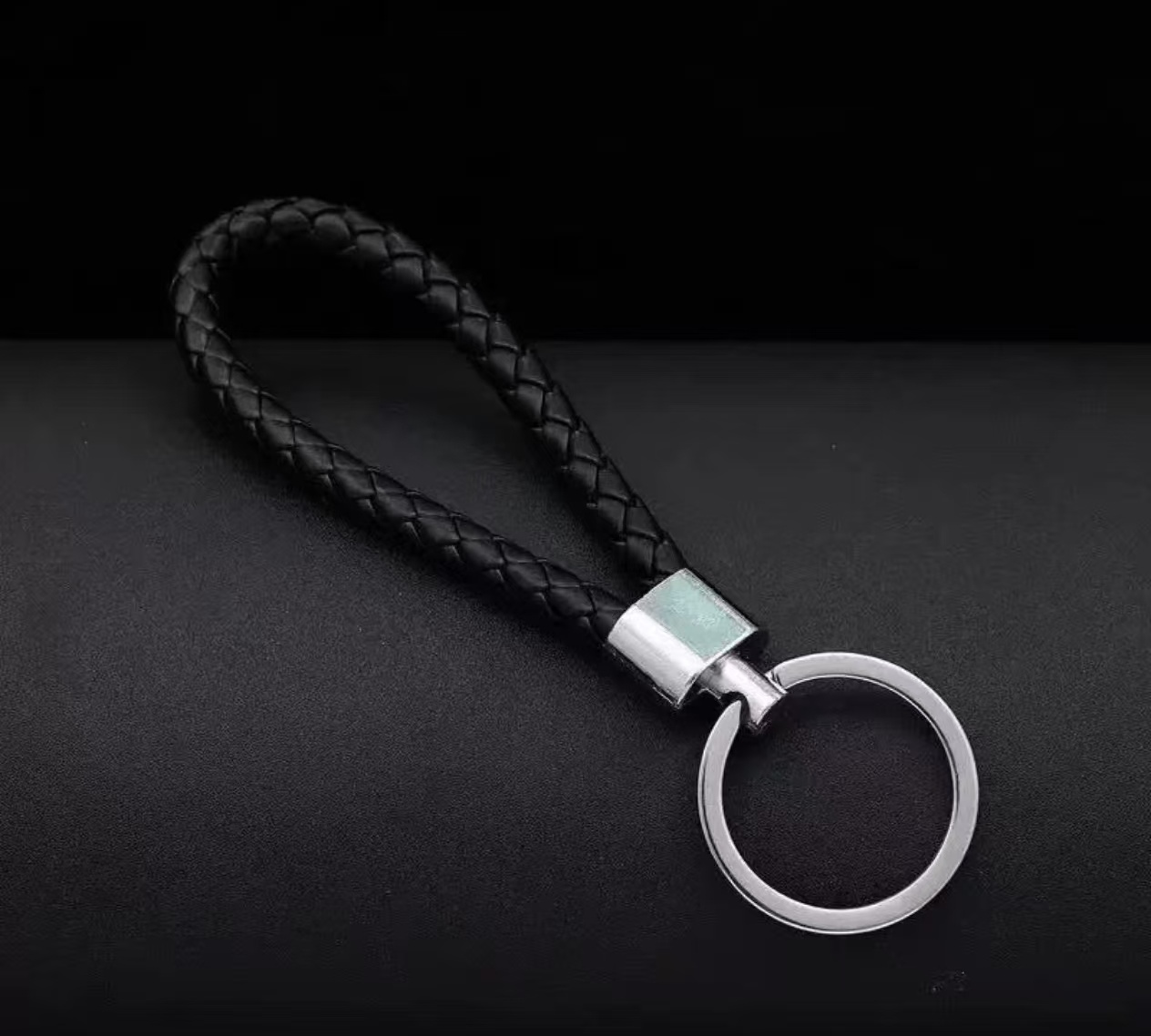 黑色编织皮革汽车钥匙扣创意情侣可爱ins风挂饰链圈环活动赠品